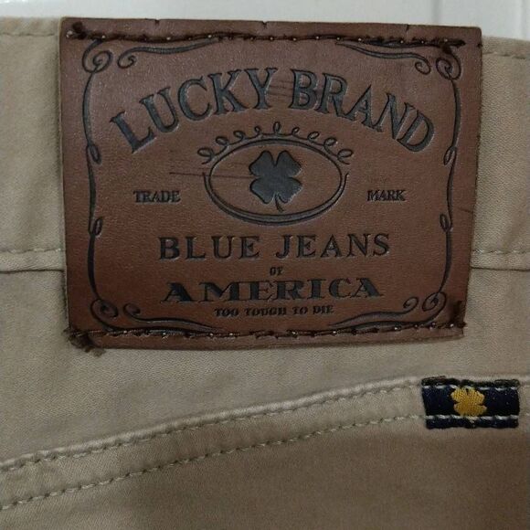 Men's Lucky Brand Jeans, Size 38x32 401 Athletic Fit, Tan, 5 Pocket